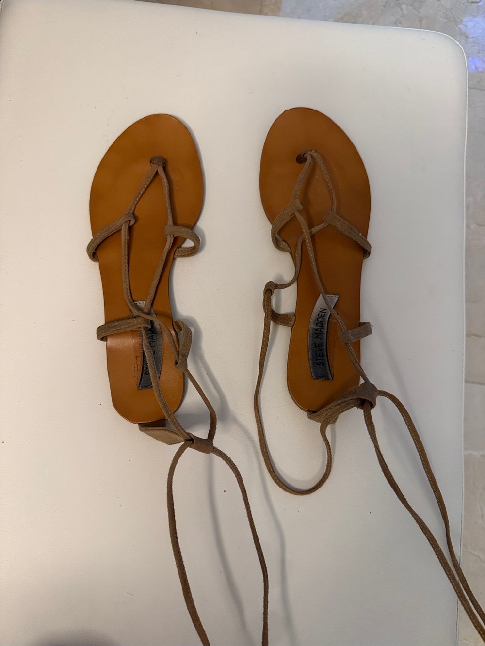 Steve Madden Brown Lace-Up Gladiator Flat Sandals